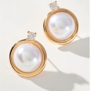 Anthropologie Crystal Ring Pearl Post Earrings